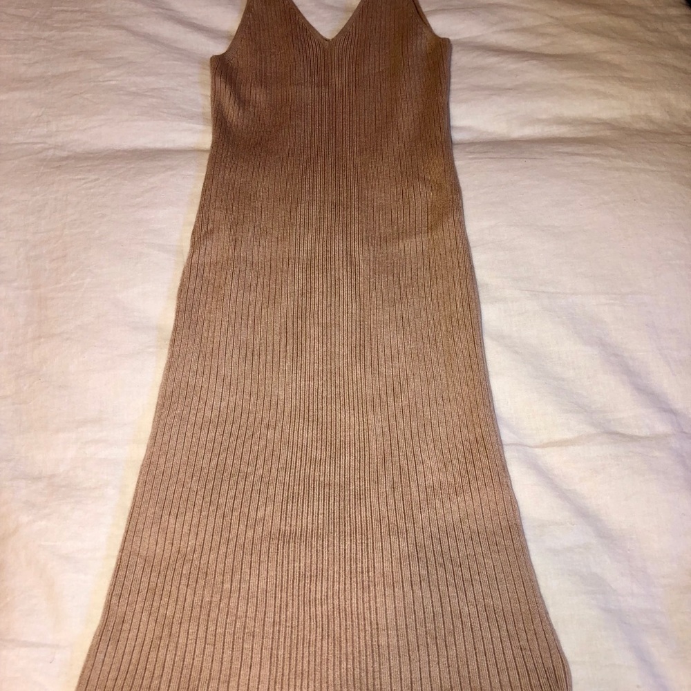 REFORMATION Beige MIDI Knit Dress